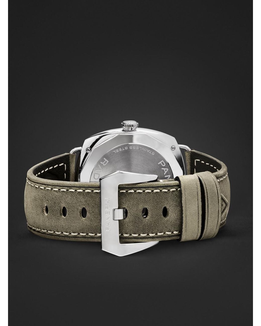 Panerai Black Radiomir Officine Automatic 45mm Stainless Steel And Suede Watch for men