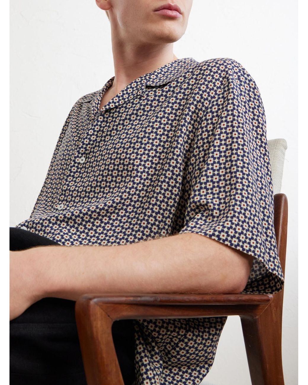 A.P.C. Gray Bennet Printed Crepe De Chine Shirt for men
