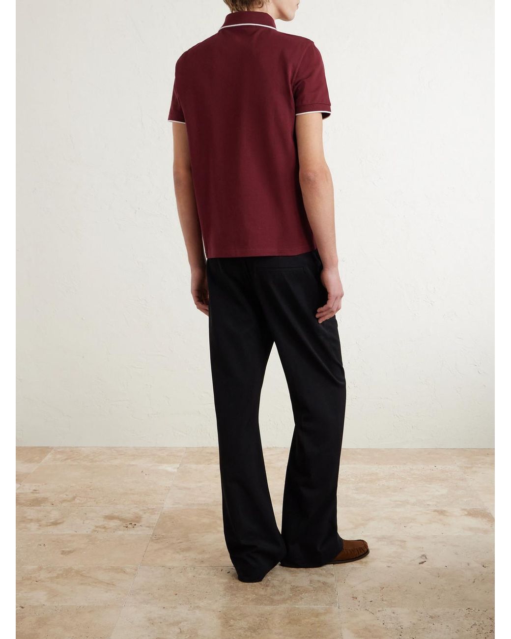 Saint Laurent Slim-Fit Logo-Embroidered Cotton-Piqué Polo Shirt for men