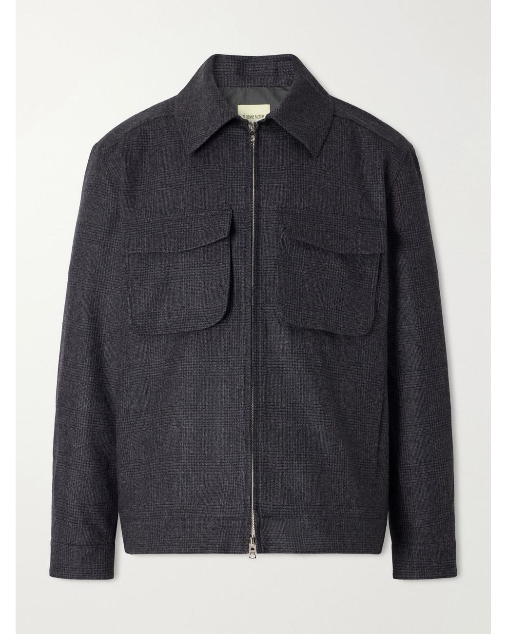 De Bonne Facture Black Student Prince Of Wales Wool-Flannel Jacket for men