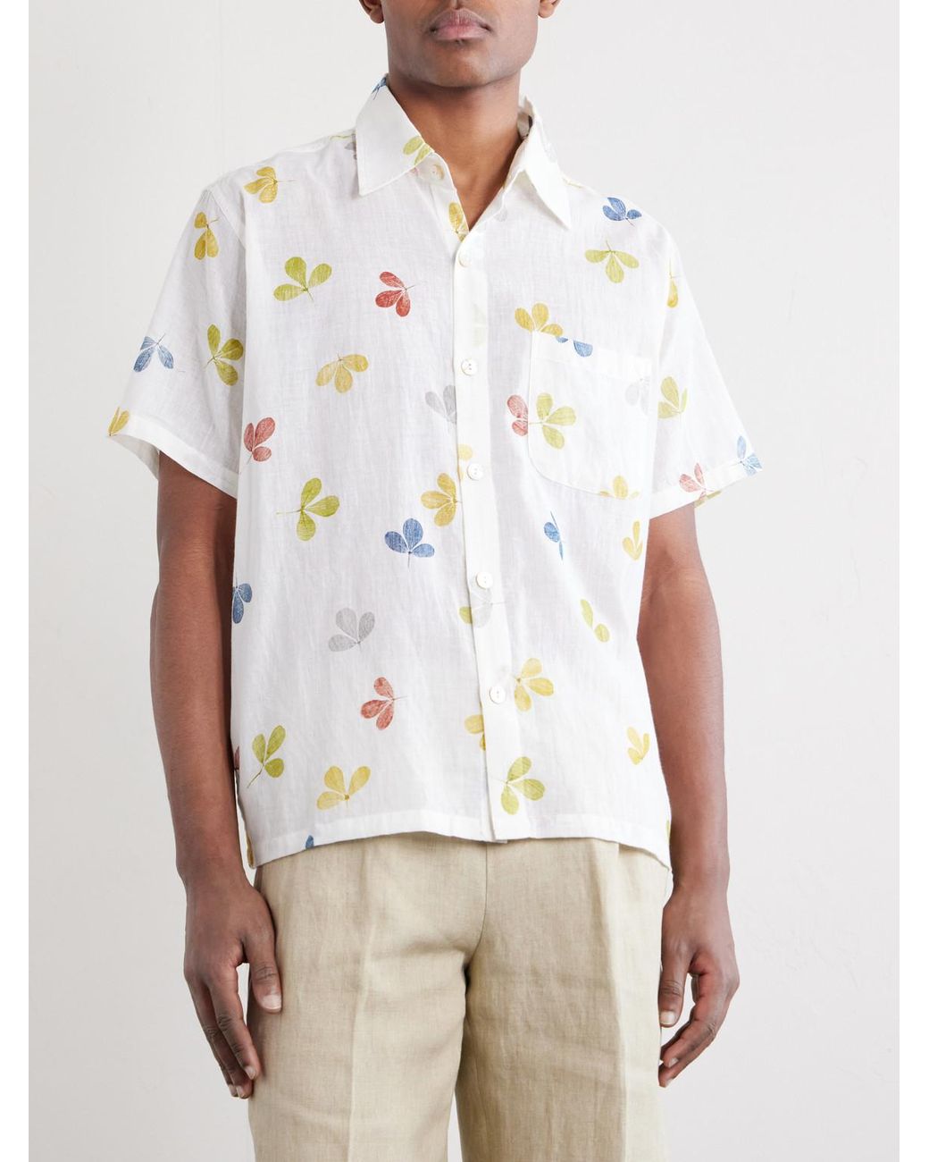 Kartik Research White Printed Cotton-Voile Shirt for men