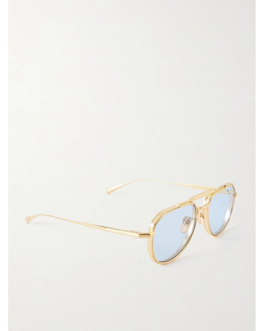 Jacques Marie Mage Blue Commander Aviator-style Gold-tone Sunglasses for men