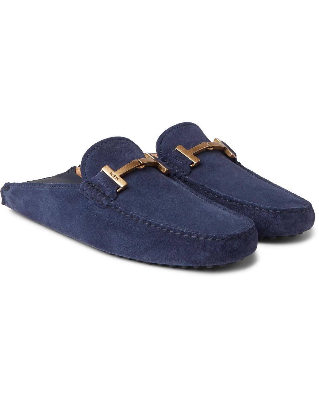 Tod's Gommino Collapsible-heel Nubuck And Leather Driving Shoes in Blue for  Men | Lyst