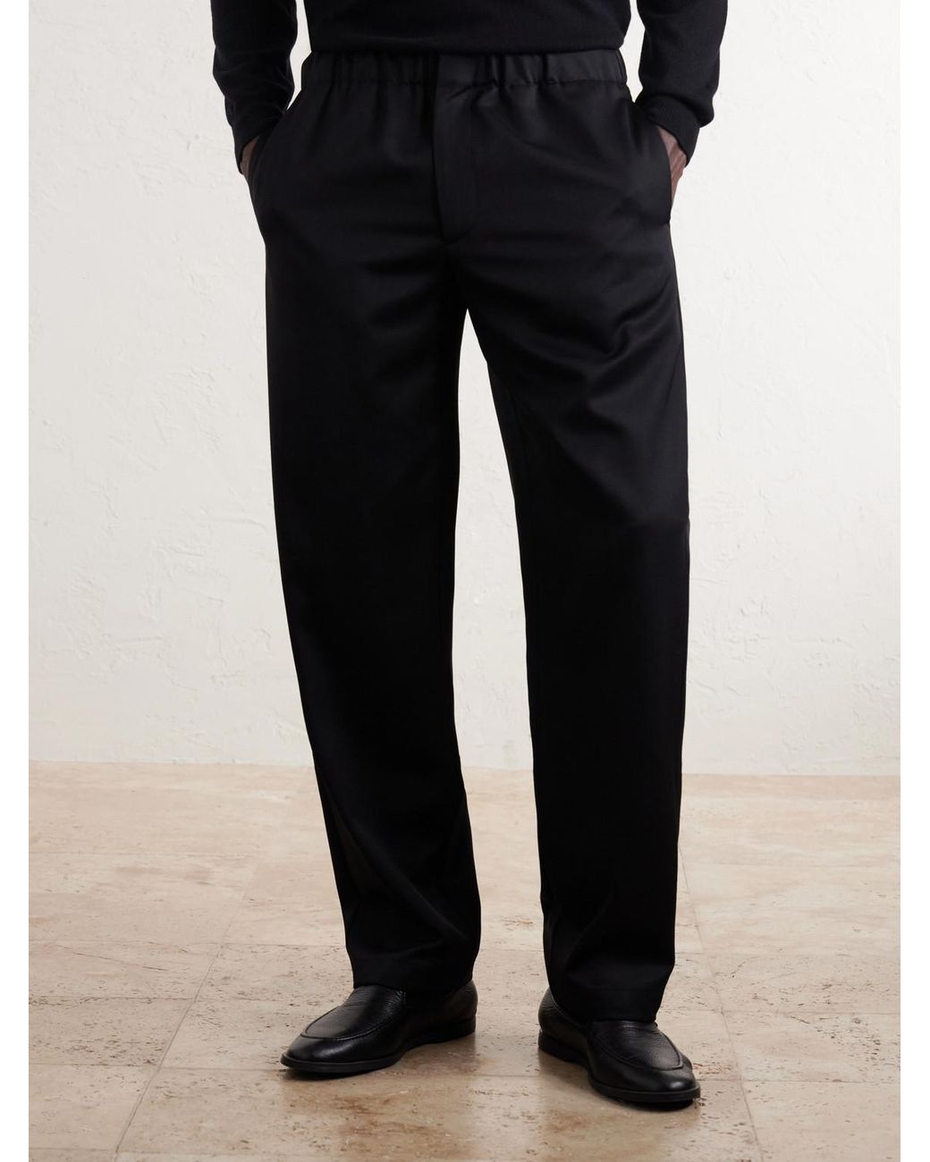 Lardini Black Mid-rise Straight-leg Wool-twill Suit Trousers for men