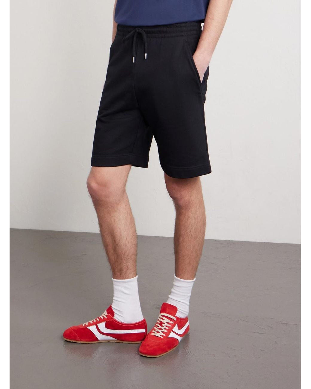 Dries Van Noten Blue Straight-Leg Cotton-Jersey Drawstring Shorts for men