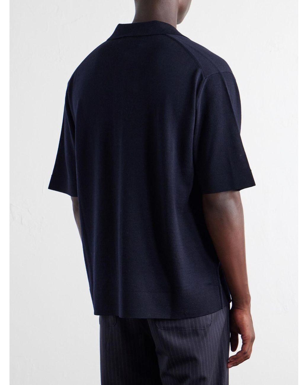 Orlebar Brown Blue Raffertie Merino Wool Polo Shirt for men