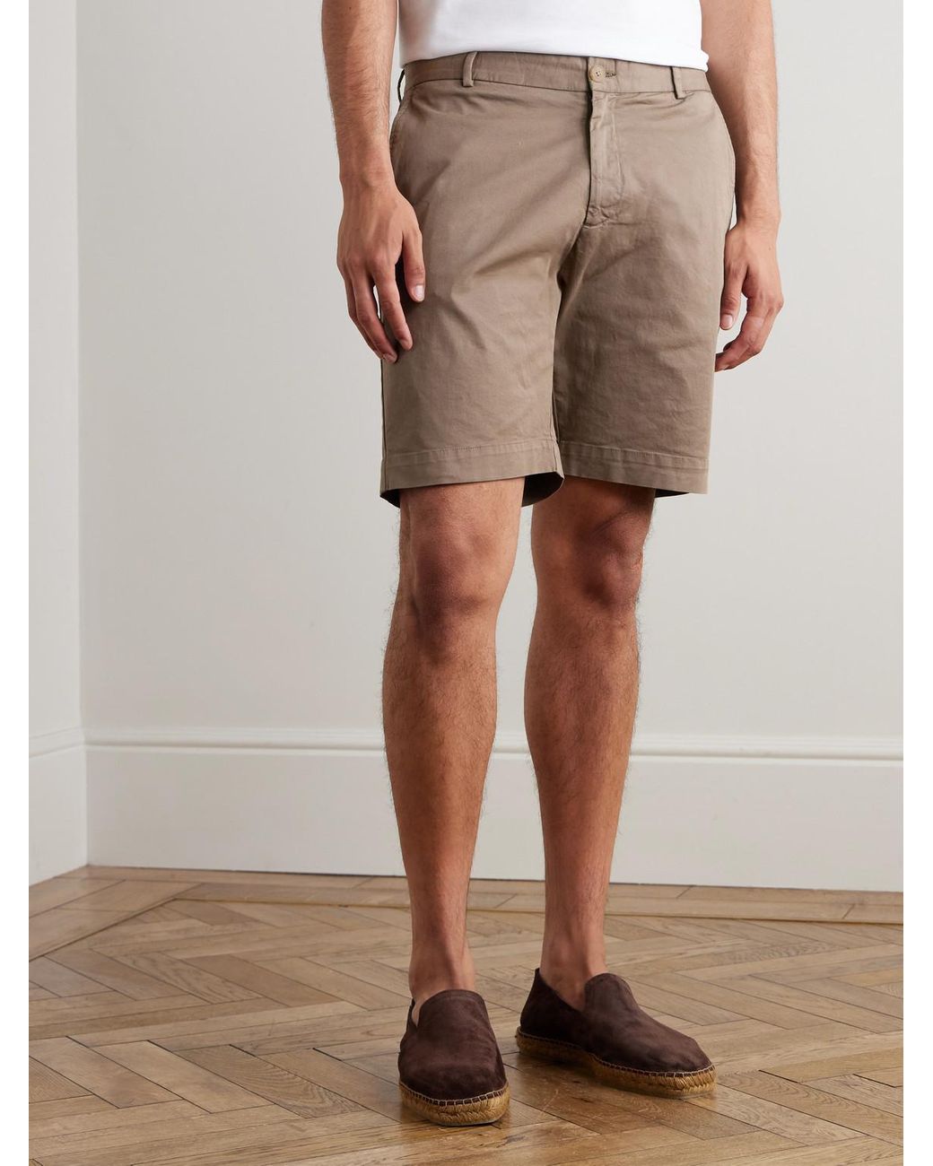 Sunspel Natural Straight-leg Garment-dyed Cotton-blend Twill Chino Shorts for men