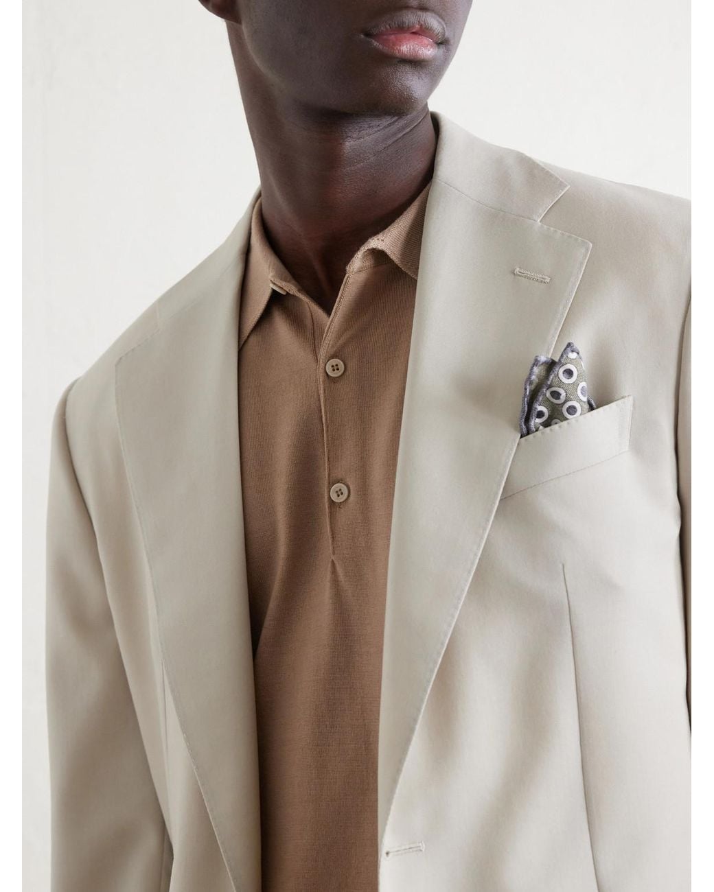 John Smedley Natural Macloud Knitted Merino Wool Polo Shirt for men