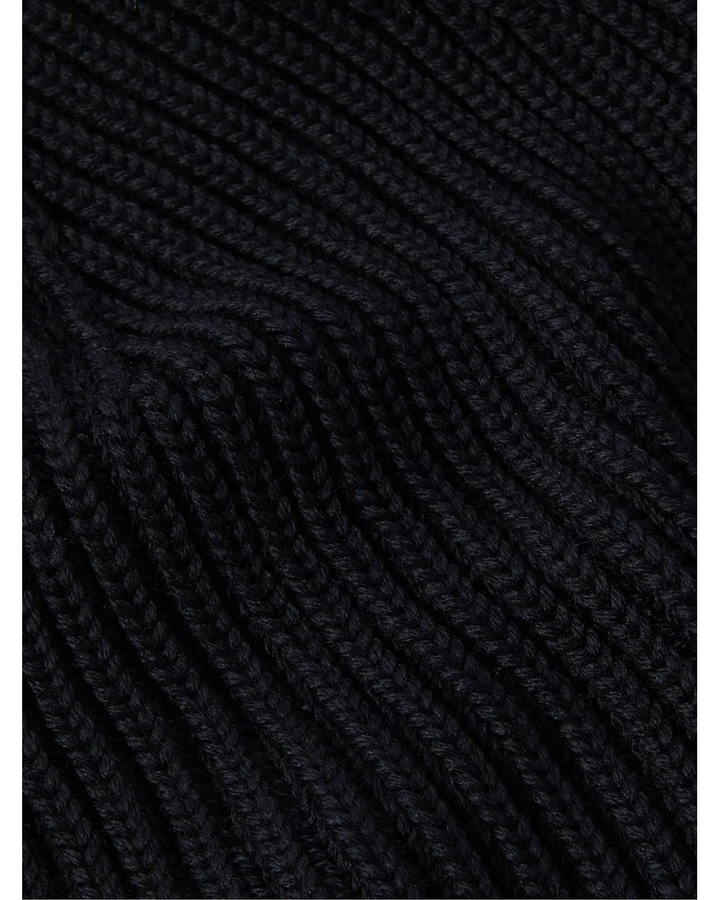 S.N.S Herning Black Fender Ribbed Virgin Wool Beanie for men