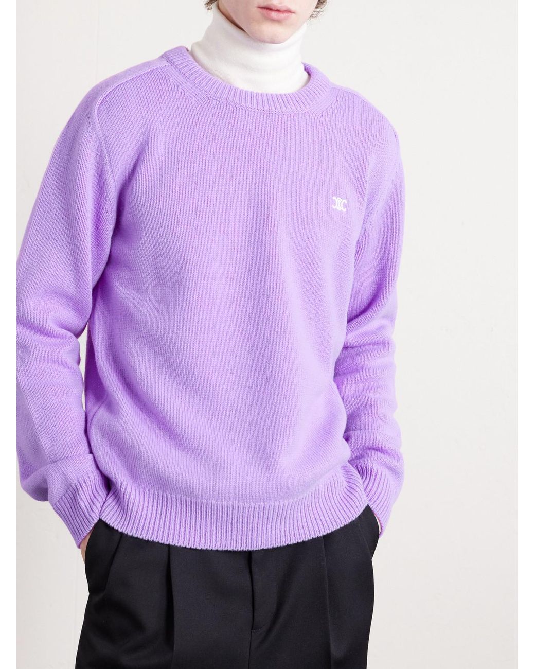 Wool And Cashmere-Blend Sweater di Céline in Purple da Uomo