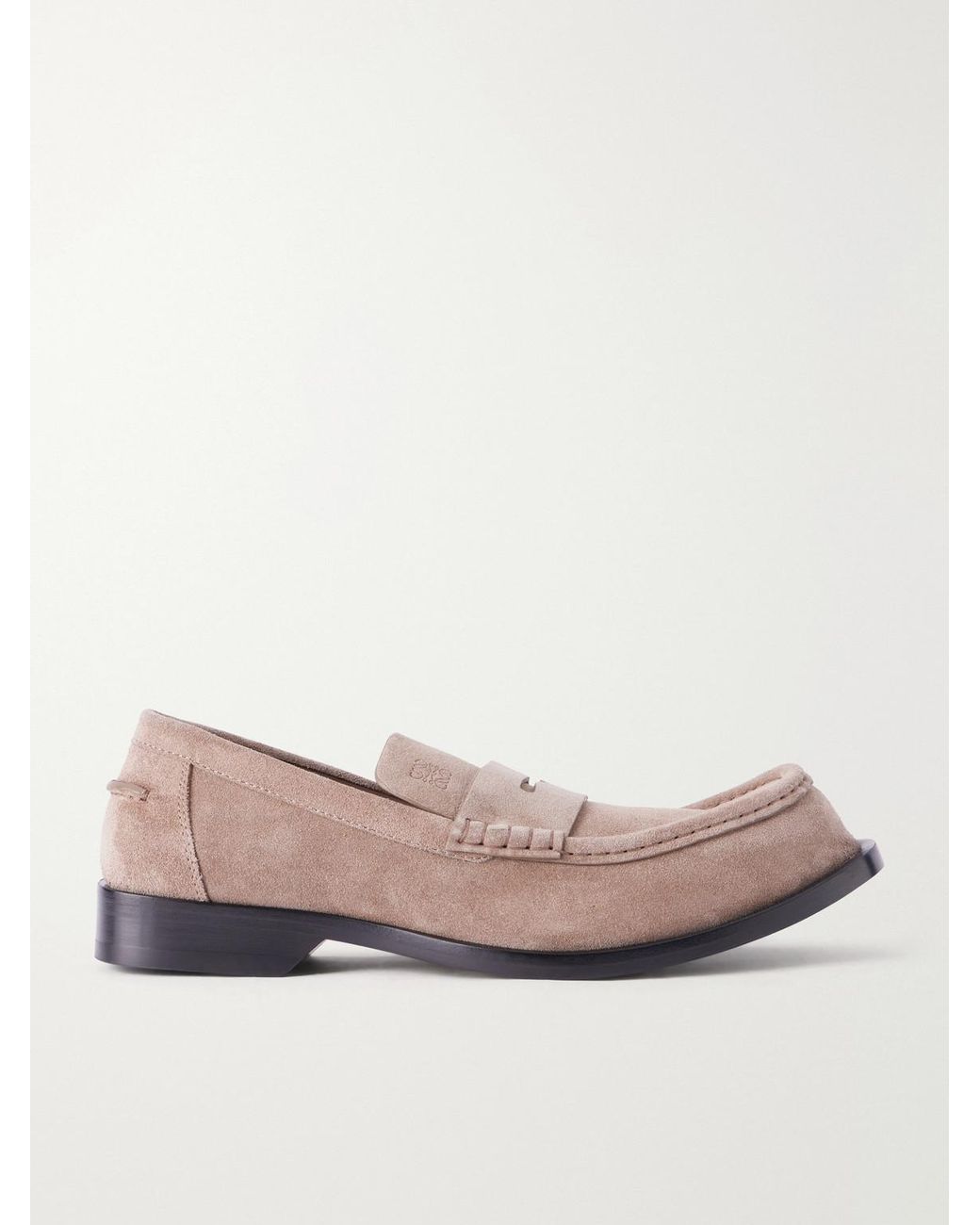 Loewe Pink Bobine Logo-Debossed Suede Loafers for men