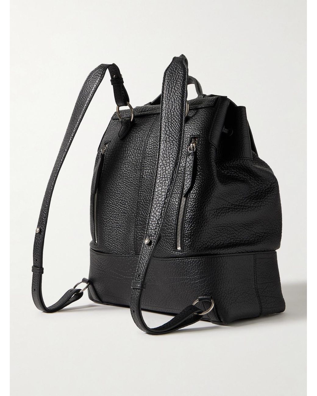 Metier Black Glide Full-Grain Leather Backpack for men