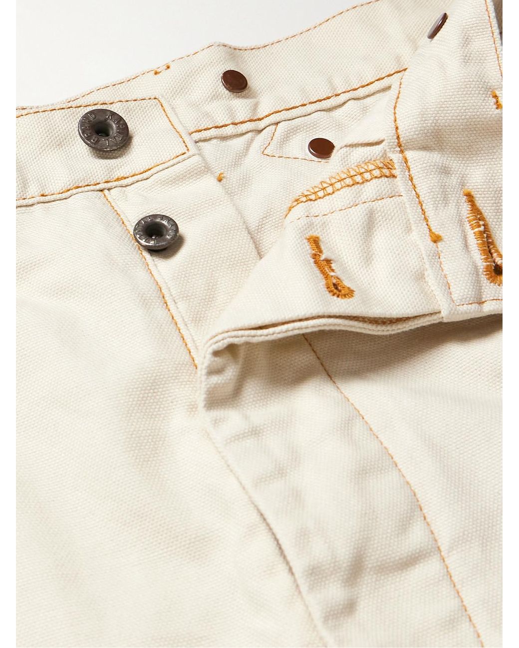 Kapital Natural Lumber Tapered Embroidered Cotton-Canvas Cargo Trousers for men