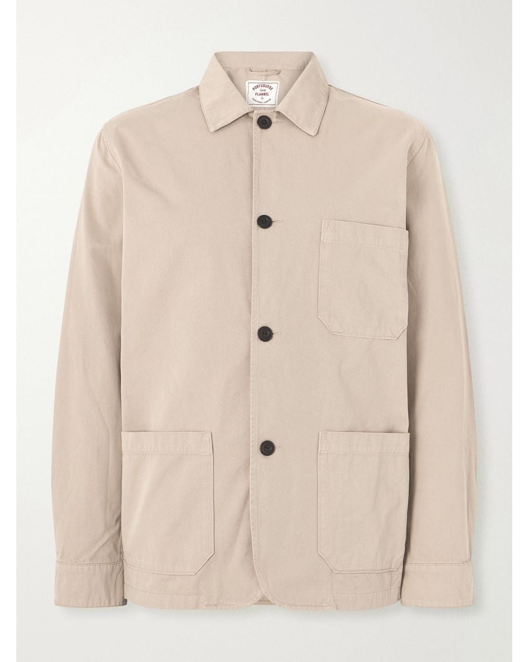 Portuguese Flannel Natural Cotton-Twill Chore Jacket for men