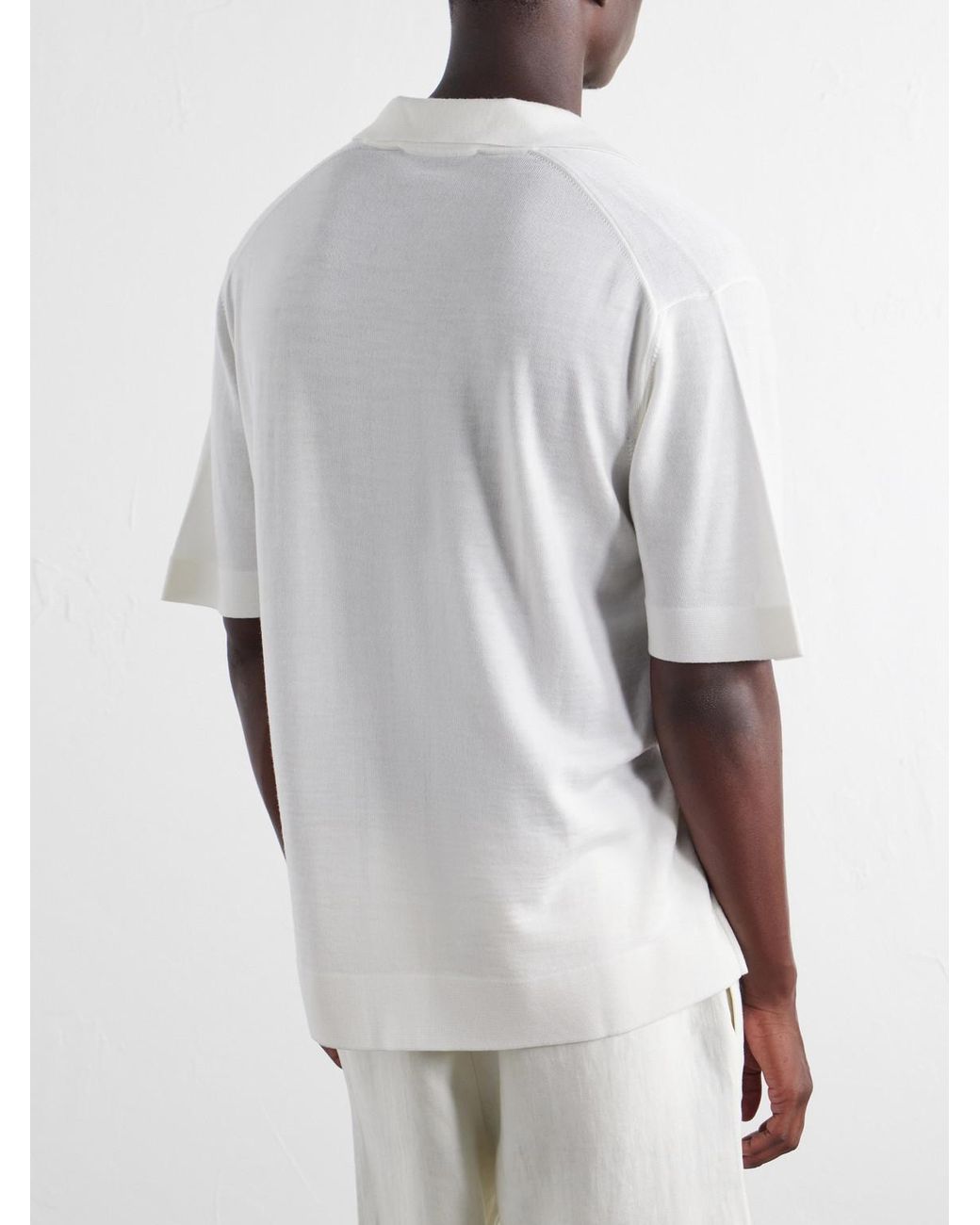 Orlebar Brown White Raffertie Merino Wool Polo Shirt for men