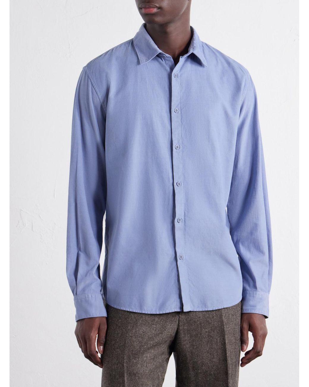 Sunspel Blue Cotton-Corduroy Shirt for men