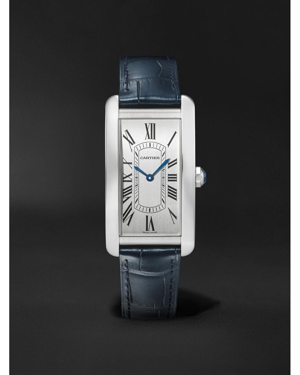 Cartier Black Tank Américaine Automatic Stainless Steel Watch, Ref. Wsta0083 for men