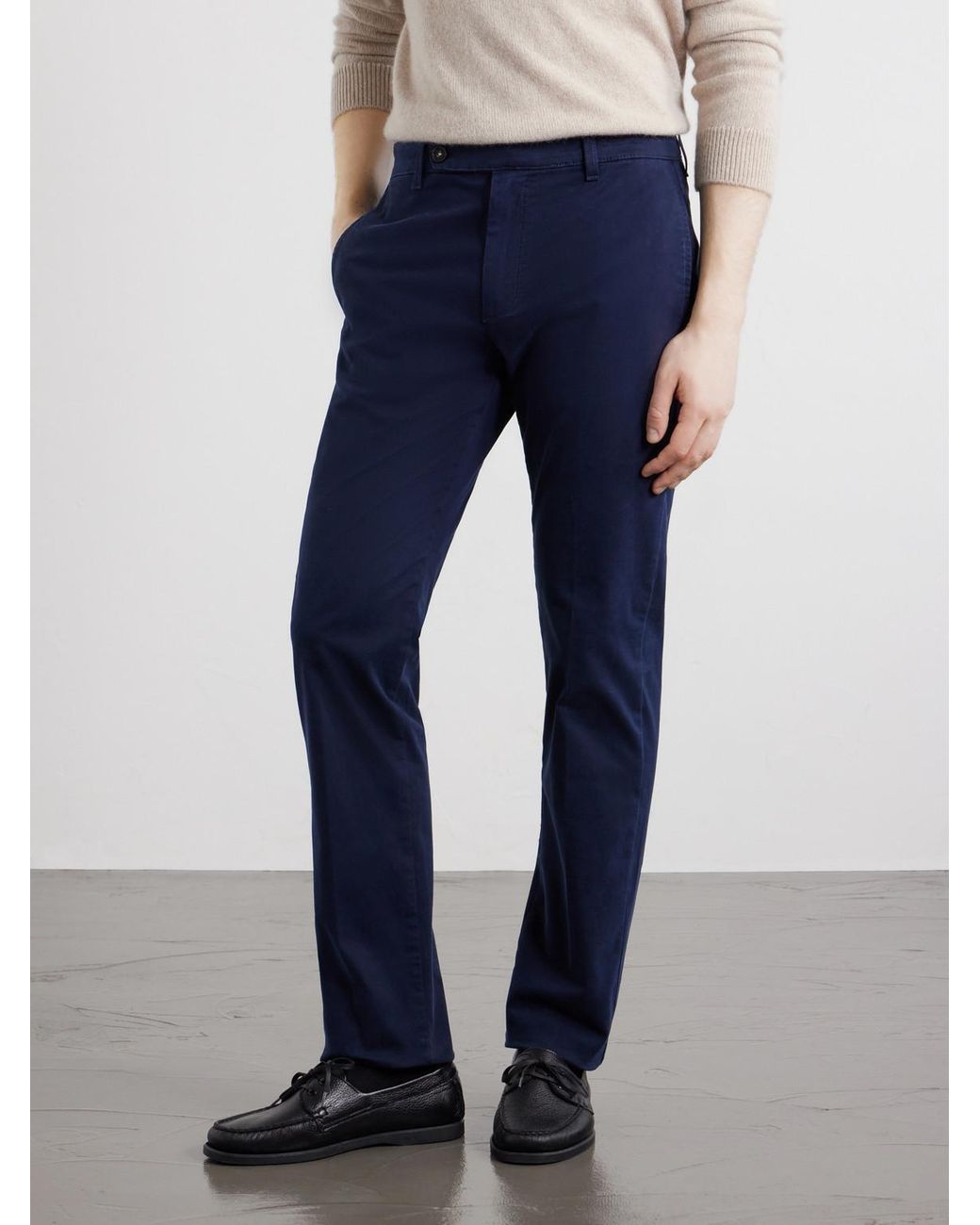 Massimo Alba Blue Winch Straight-leg Cotton-blend Twill Trousers for men