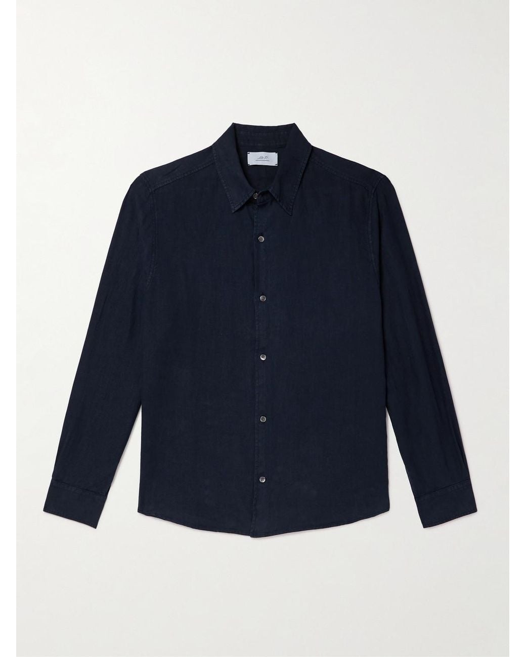 Mr P. Blue Garment-Dyed Linen Shirt for men