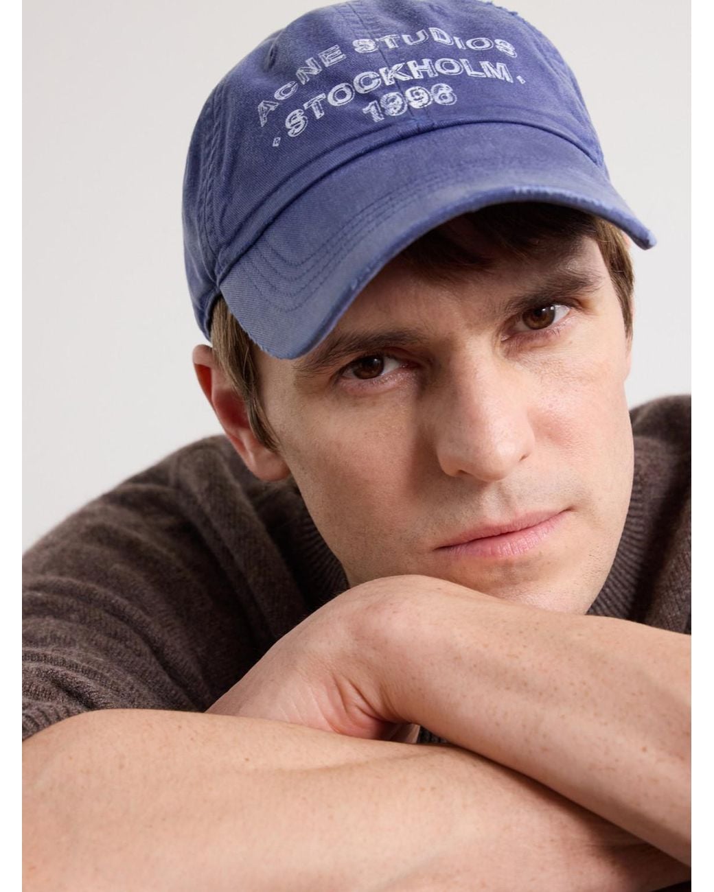 Acne Blue Cuddy Sunkissed Logo-print Cotton-twill Baseball Cap for men