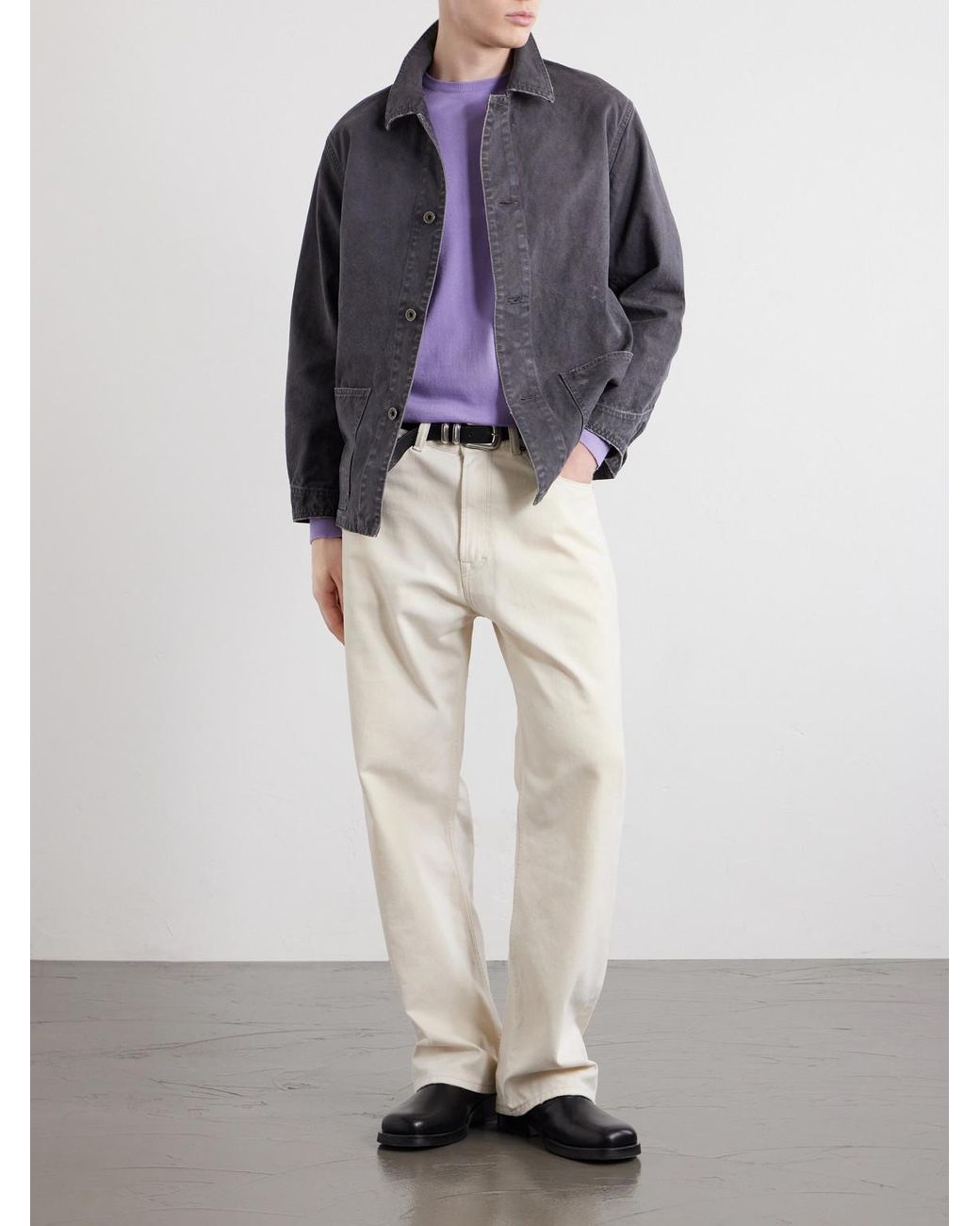 Fullcount Gray Tent Cloth Distressed Denim Chore Jacket for men