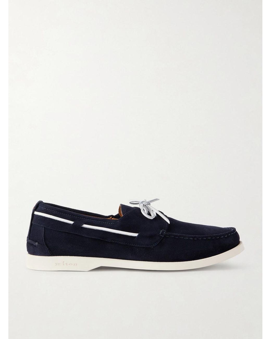 Kiton Blue Suede Boat Shoes for men
