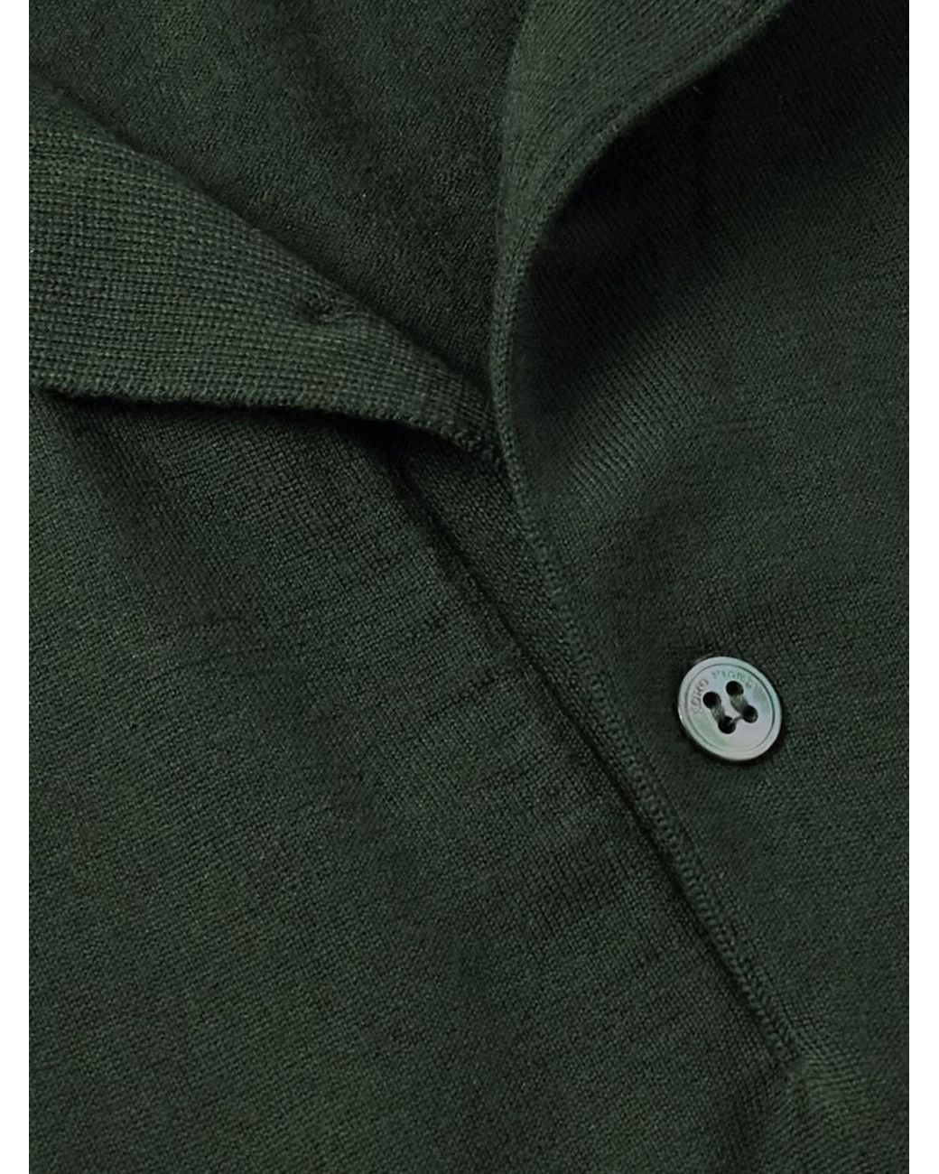 Loro Piana Green Wish Wool Polo Shirt for men