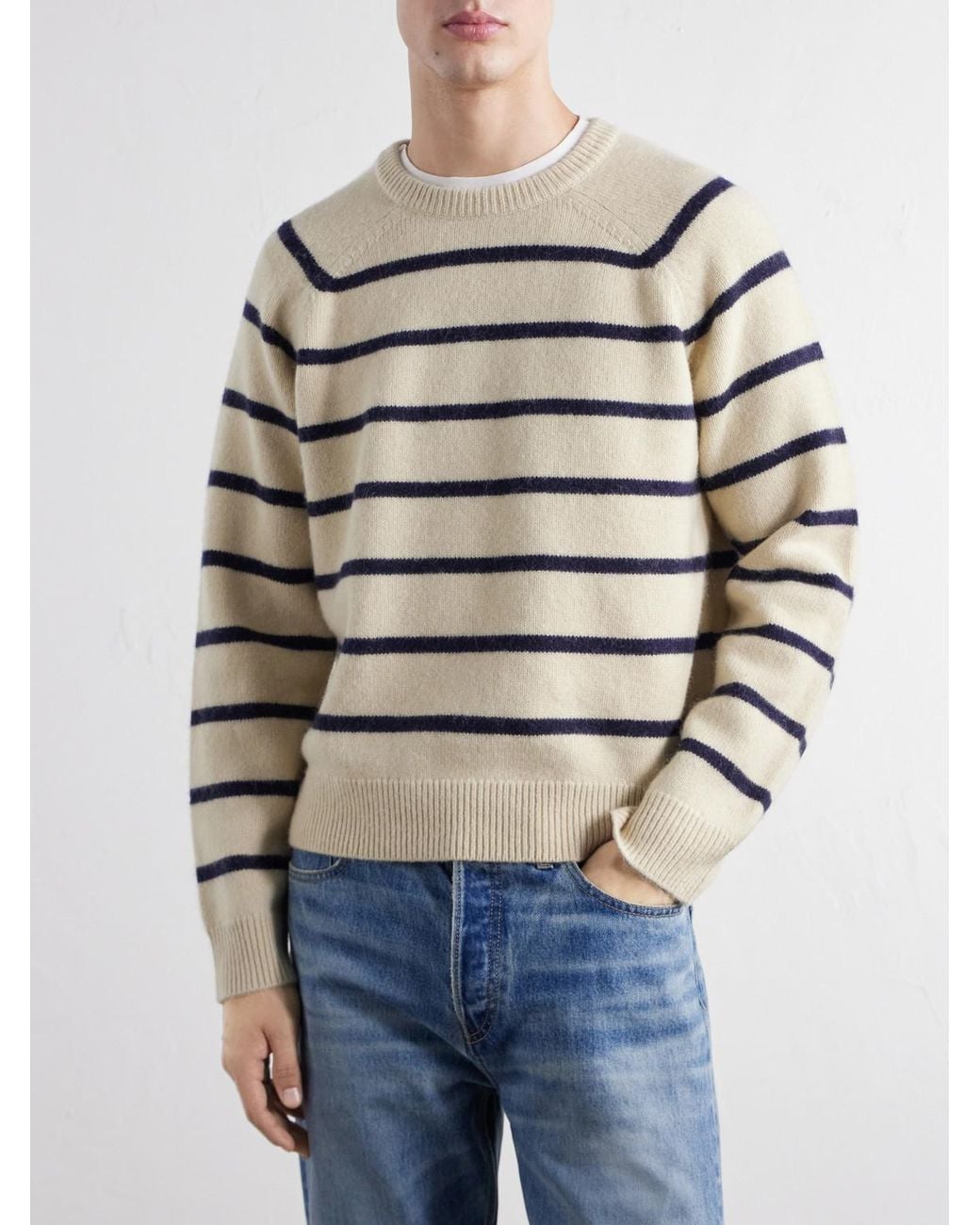 Totême Natural Striped Alpaca And Cashmere-Blend Sweater for men