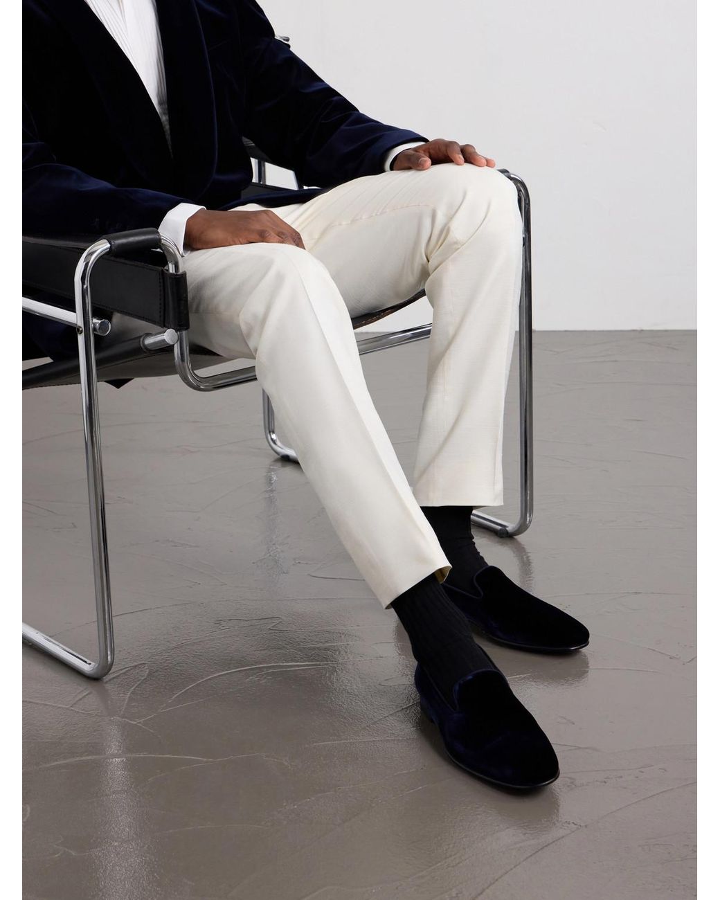 Manolo Blahnik Black Mario Velvet Loafers for men