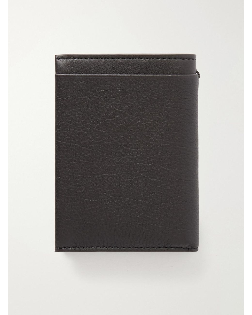 Zegna Black Logo-Embellished Full-Grain Leather Wallet for men