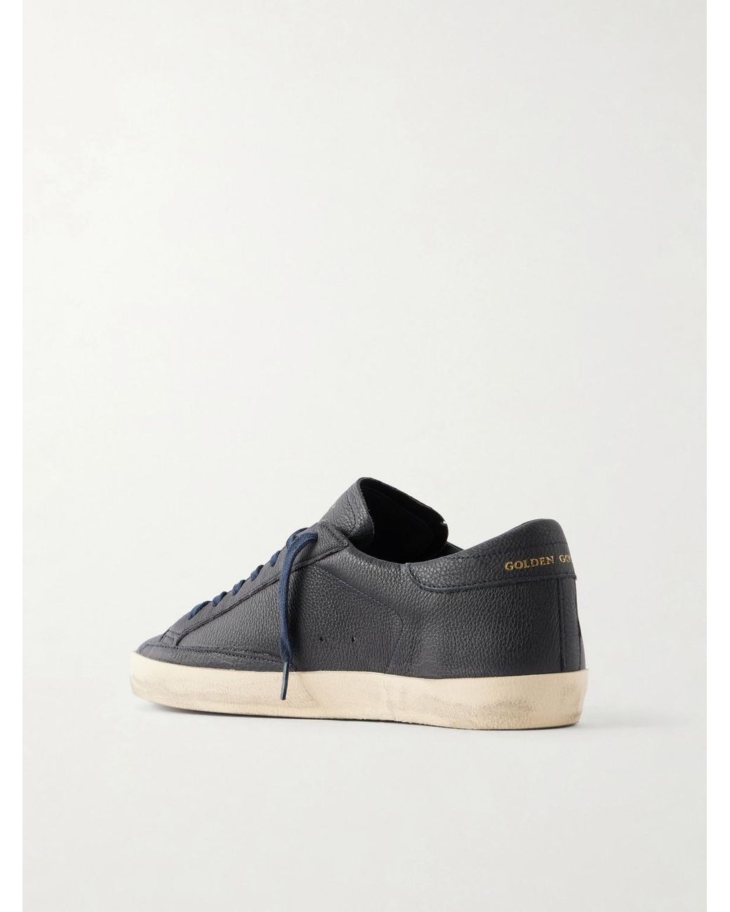 Golden Goose Deluxe Brand Blue Super-Star Distressed Full-Grain Leather Sneakers for men