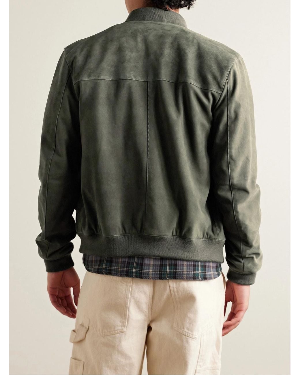 Mr P. Green Suede Bomber Jacket for men