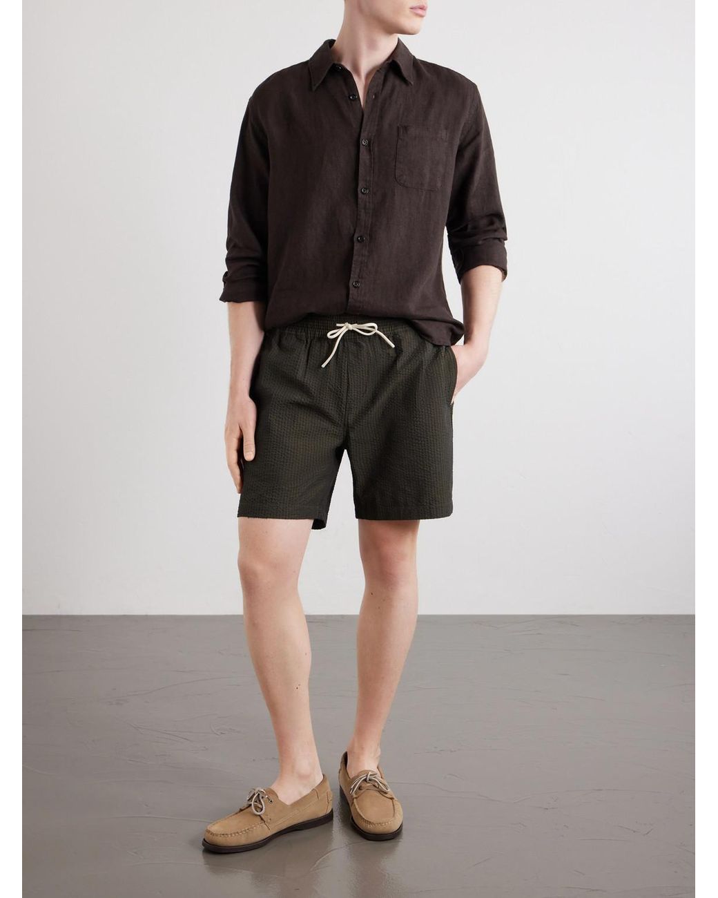 Oliver Spencer Brown New York Linen Shirt for men