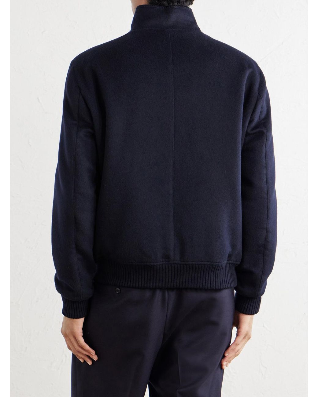 Thom Sweeney Blue Wool And Cashmere-Blend Flannel Bomber Jacket for men