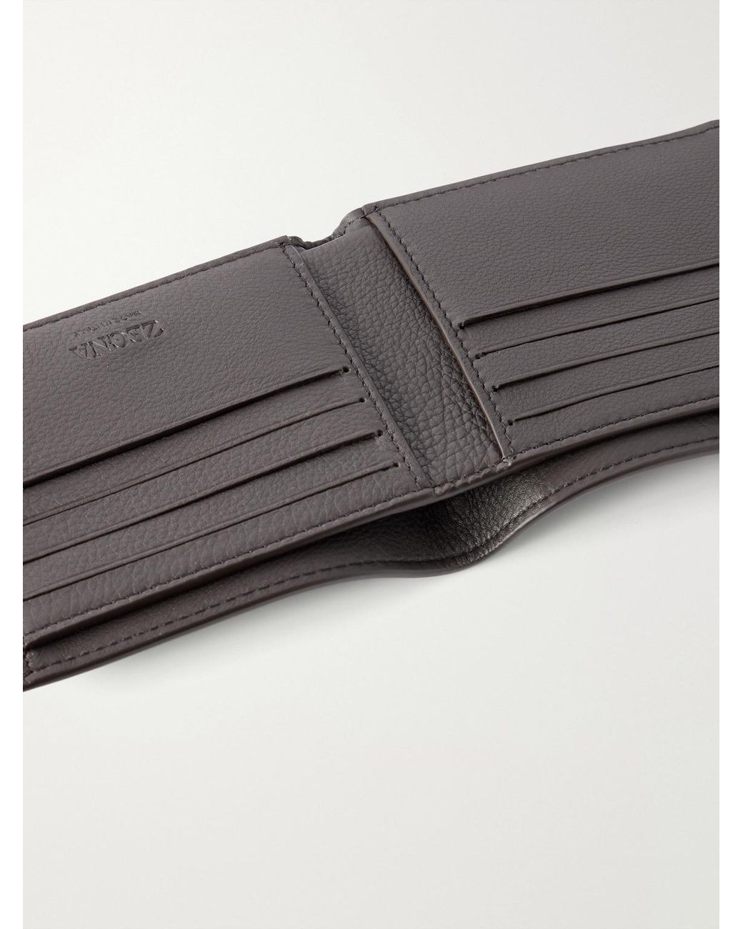 Zegna Gray Secondskin Logo-embellished Leather Billfold Wallet for men