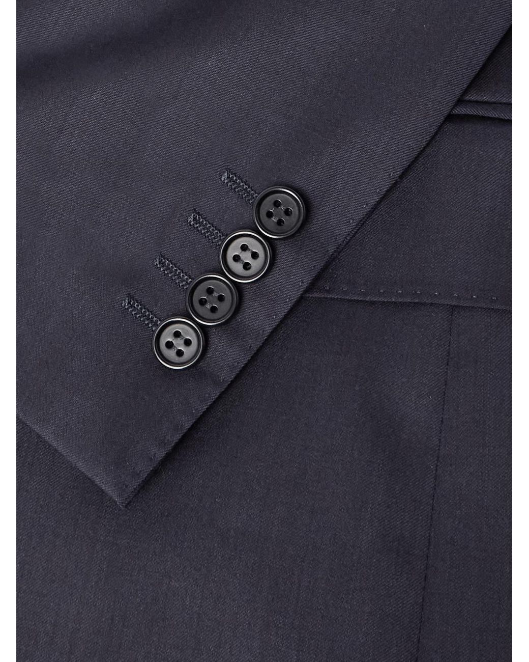 Canali Double-Breasted Super 130S Wool Suit Jacket in Blue