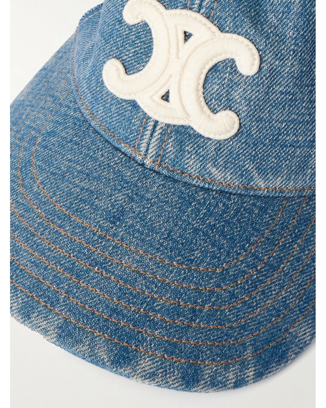 Logo-Appliquéd Denim Baseball Cap di Céline in Blue da Uomo