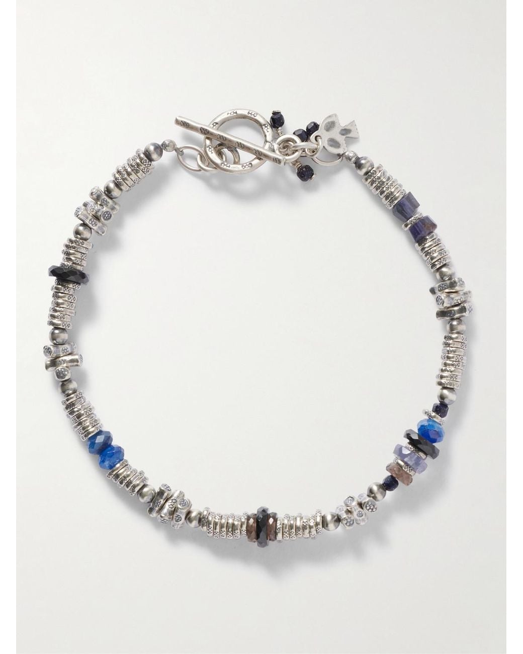 Peyote Bird Metallic Cendre Sterling Multi-Stone Beaded Bracelet for men