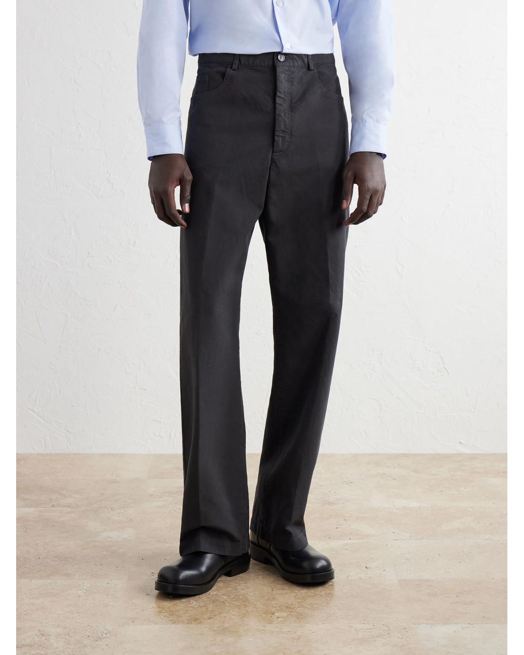 Dries Van Noten Black Straight-Leg Cotton Trousers for men