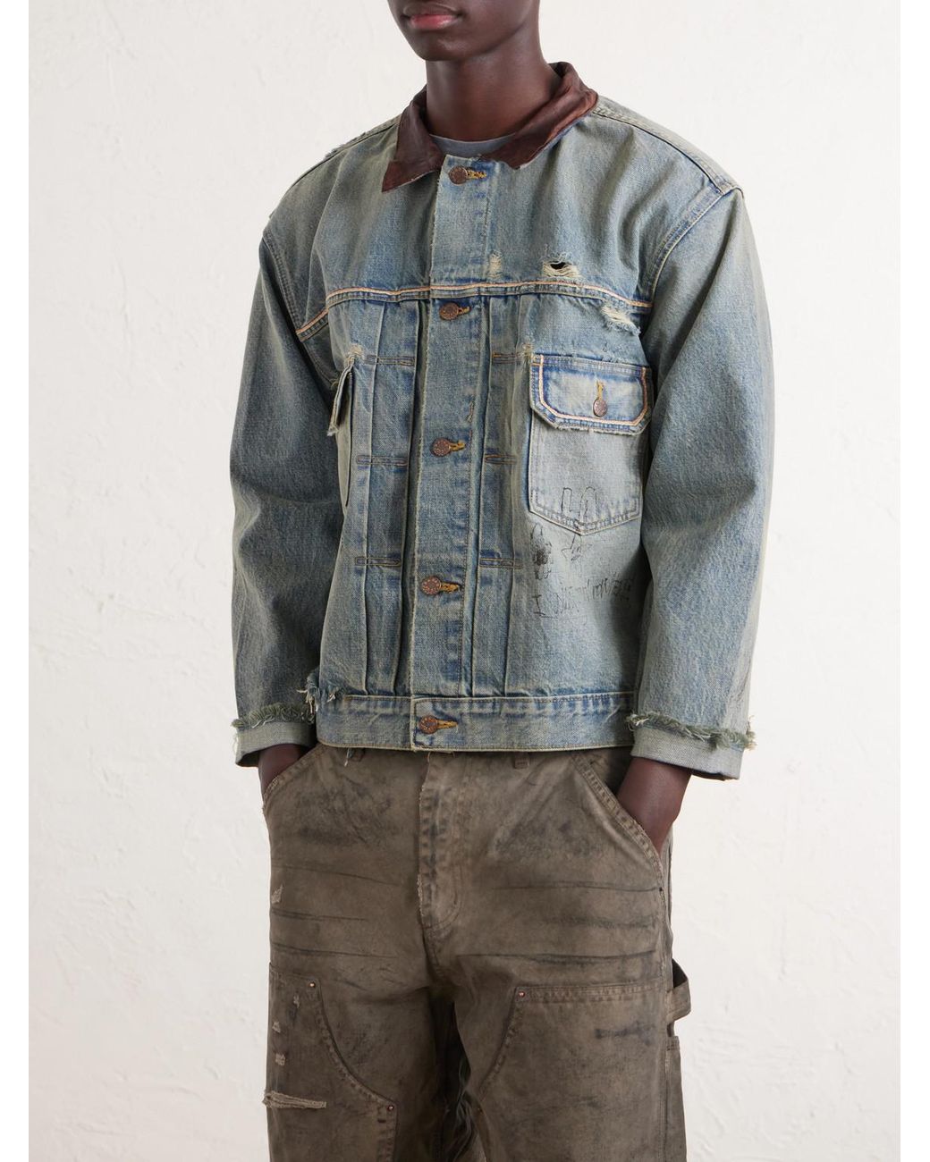 Paly Hollywood Blue Buffalo 66 Distressed Denim Jacket for men