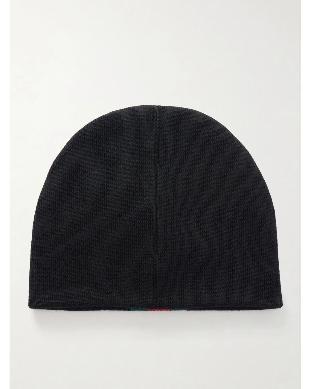 Gucci Blue Web Striped Wool Beanie for men