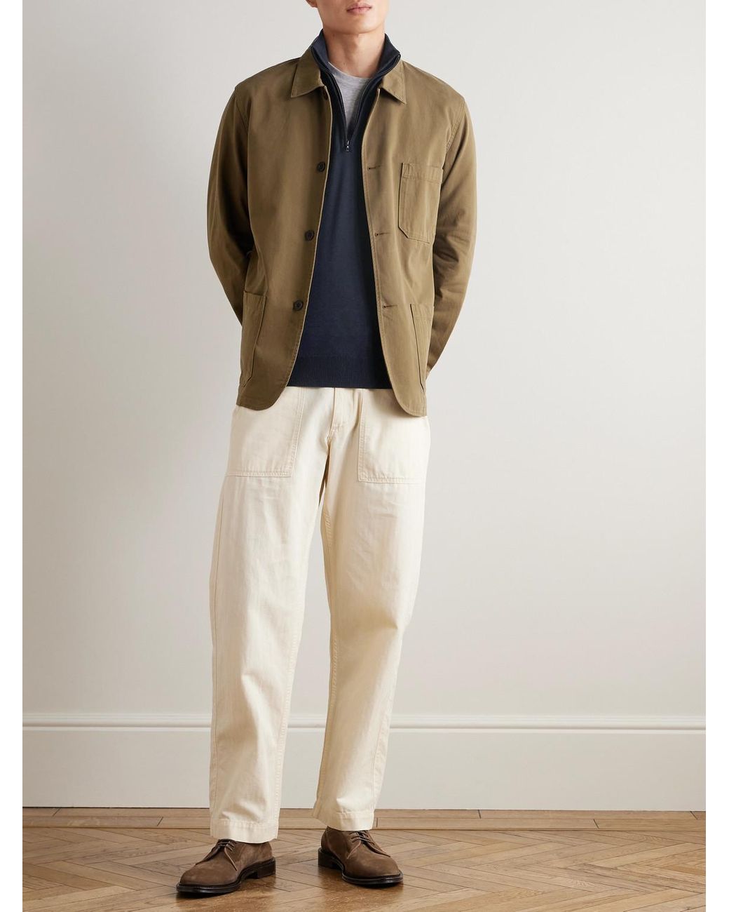 John Smedley Blue Tapton Slim-Fit Merino Wool Half-Zip Sweater for men