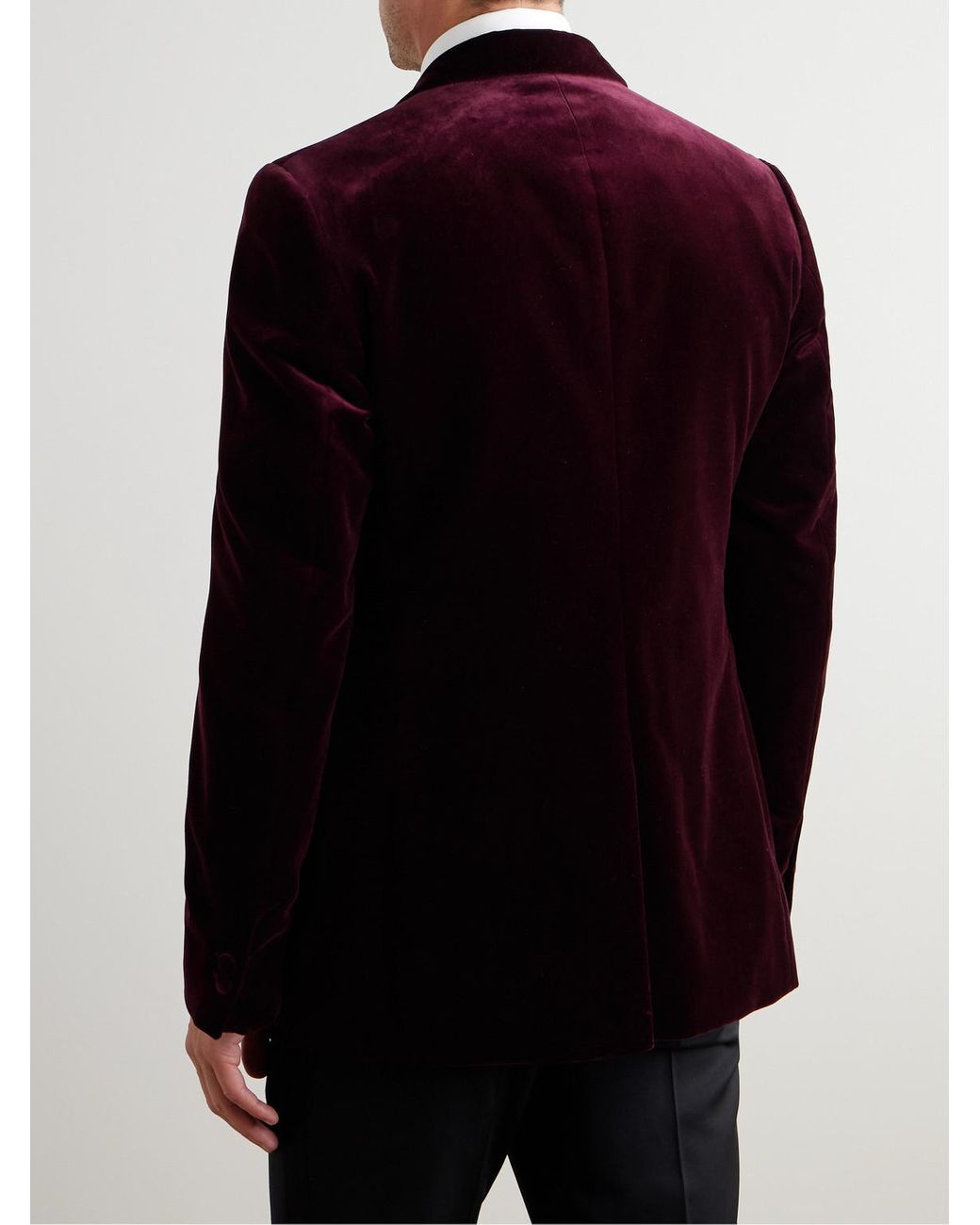 Mr P. Red Slim-Fit Shawl-Collar Cotton-Velvet Tuxedo Jacket for men