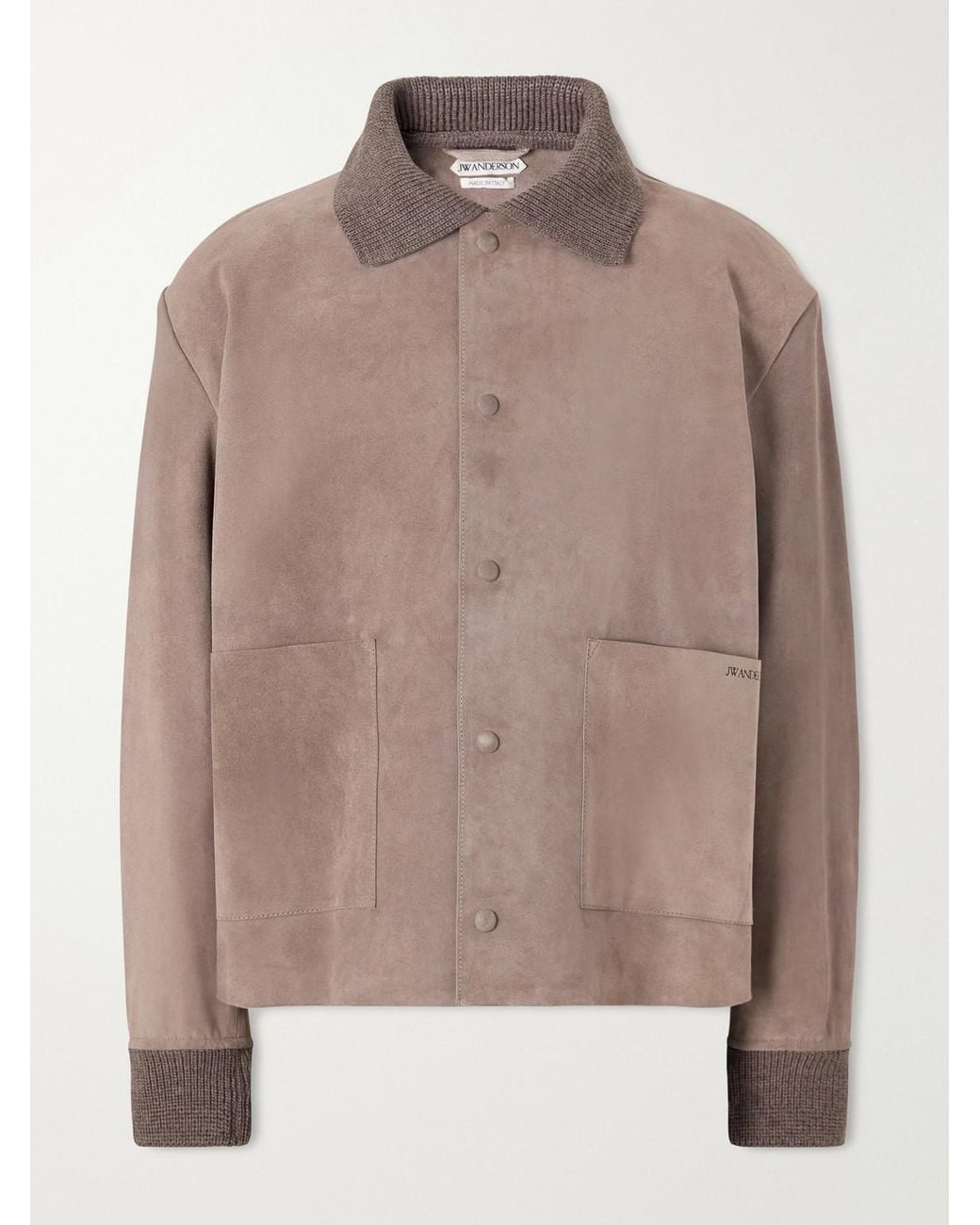 J.W. Anderson Brown Wool-Trimmed Suede Jacket for men