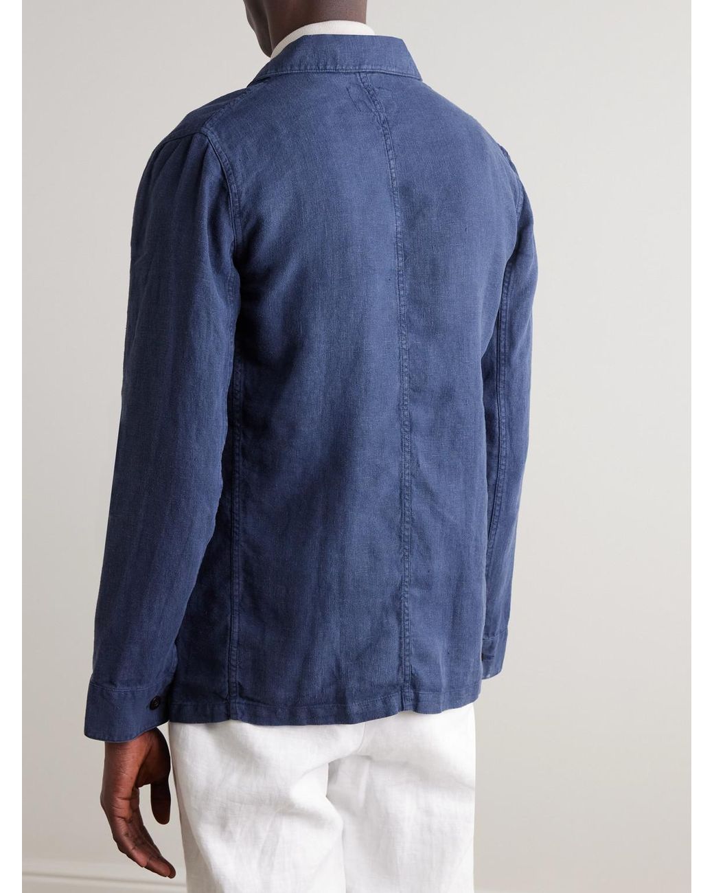 Portuguese Flannel Blue Labura Slim-Fit Linen Jacket for men