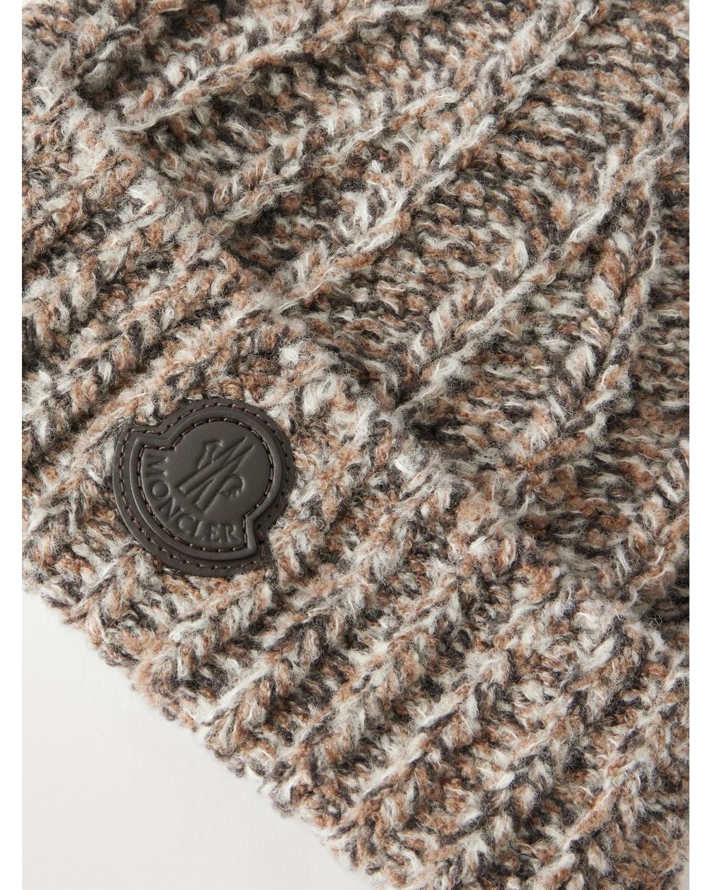 Moncler Gray Ribbed Wool-blend Beanie for men