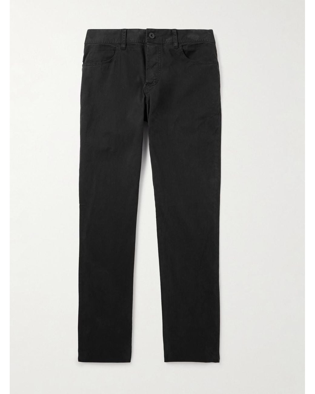 James Perse Black Straight-Leg Brushed Cotton-Blend Twill Trousers for men