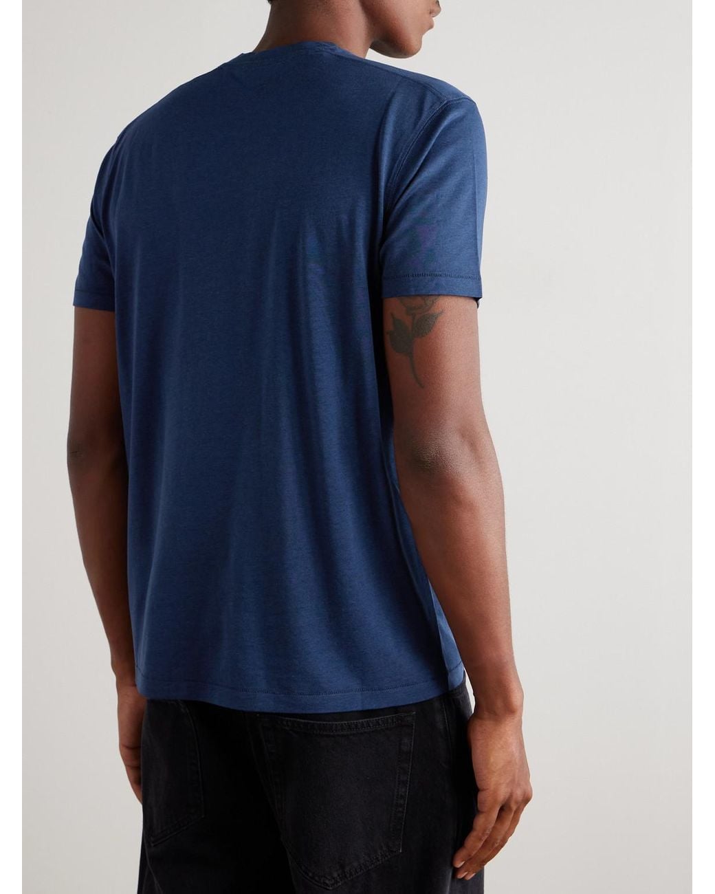 Tom Ford Blue Lyocell And Cotton-Blend Jersey T-Shirt for men