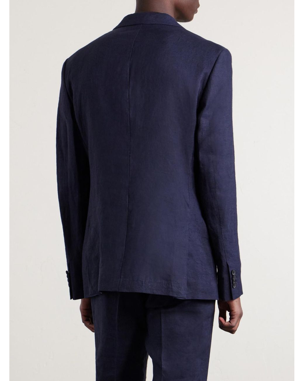 Mr P. Blue Slim-Fit Linen Suit Jacket for men