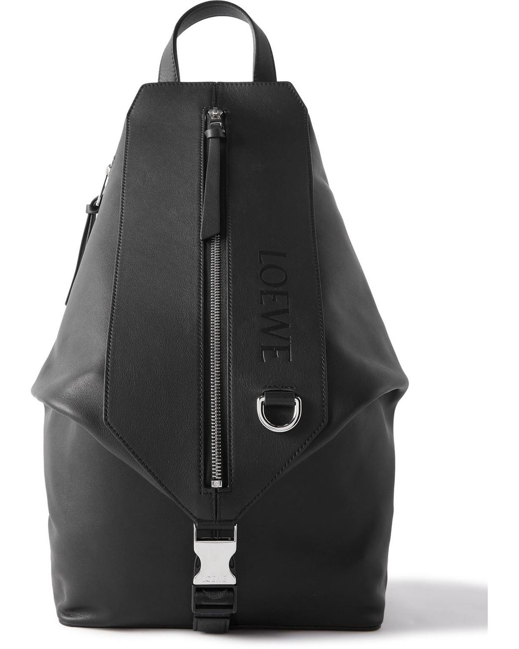 Loewe Logo embossed Leather Backpack in Black for Men Lyst